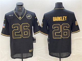 Philadelphia Eagles #26 Saquon Barkley Black Gold Salute To Service Limited 2