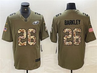 Philadelphia Eagles #26 Saquon Barkley Olive Salute To Service Limited Stitched Jersey 2