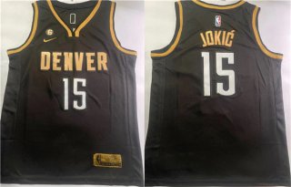 Denver Nuggets #15 Nikola Jokic Black With NO.6 Patch Stitched Jersey