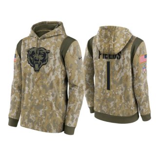 Chicago Bears #1 Justin Fields Camo 2021 Salute To Service Therma Performance
