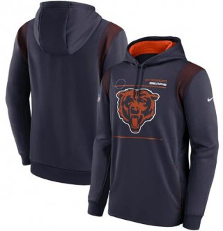 Chicago Bears 2021 Navy Sideline Logo Performance Pullover Hoodie