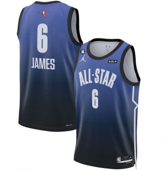 Men's 2023 All-Star #6 LeBron James Blue With NO.6 Patch Game Swingman Stitched