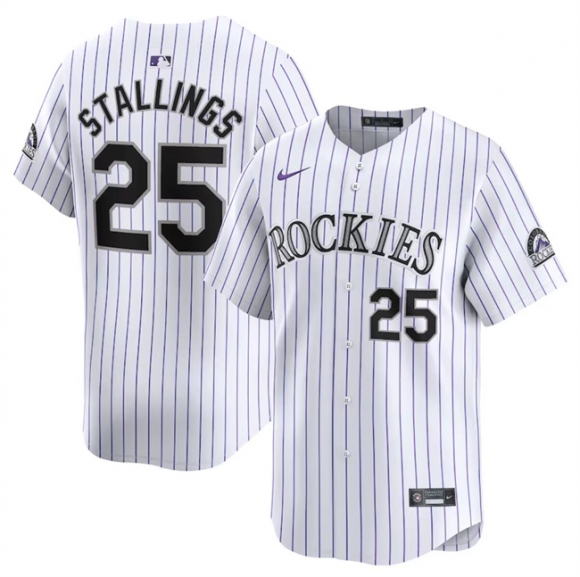 Colorado Rockies #25 Jacob Stallings White Home Limited Stitched Baseball Jersey