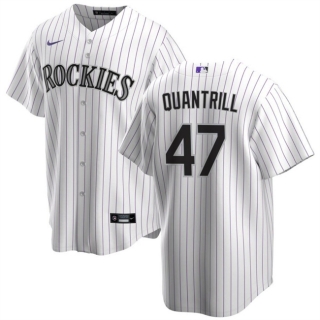Colorado Rockies #47 Cal Quantrill White Cool Base Stitched Baseball Jersey