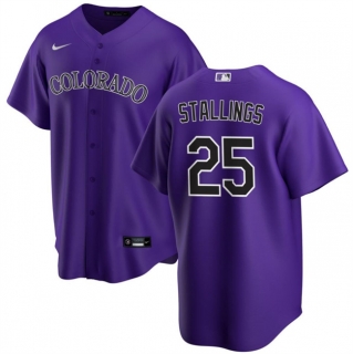 Colorado Rockies #25 Jacob Stallings Purple Cool Base Stitched Baseball Jersey