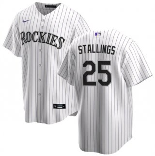 Colorado Rockies #25 Jacob Stallings White Cool Base Stitched Baseball Jersey