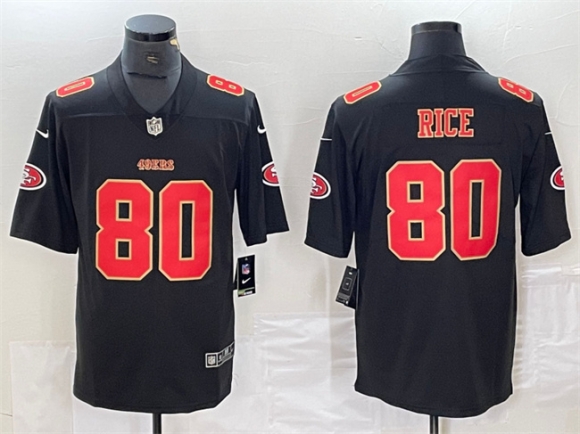 San Francisco 49ers #80 Jerry Rice Black Vapor Untouchable Limited Stitched