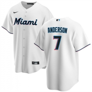 Miami Marlins #7 Tim Anderson White Cool Base Baseball Stitched Jersey