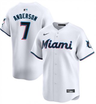Miami Marlins #7 Tim Anderson White Home Limited Baseball Stitched Jersey