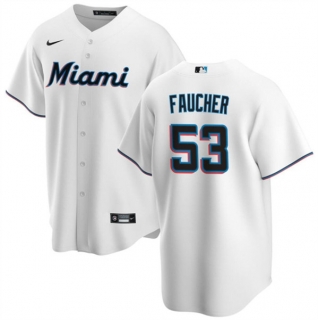 Miami Marlins #53 Calvin Faucher White Cool Base Baseball Stitched Jersey