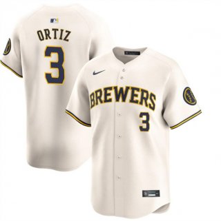 Milwaukee Brewers #3 Joey Ortiz Cream Home Limited Baseball Stitched Jersey