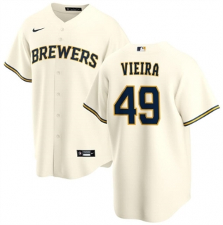 Milwaukee Brewers #49 Thyago Vieira Cream Cool Base Baseball Stitched Jersey