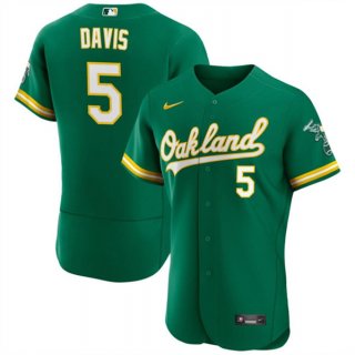 Oakland Athletics #5 J.D. Davis Green Flex Base Stitched Jersey