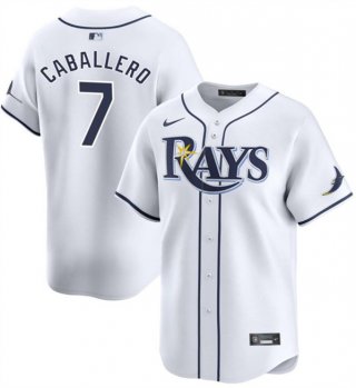 Tampa Bay Rays #7 Jose Caballero White Home Limited Stitched Baseball Jersey