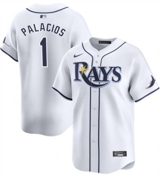 Tampa Bay Rays #1 Richie Palacios White Home Limited Stitched Baseball Jersey