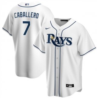 Tampa Bay Rays #7 Jose Caballero White Cool Base Stitched Baseball Jersey