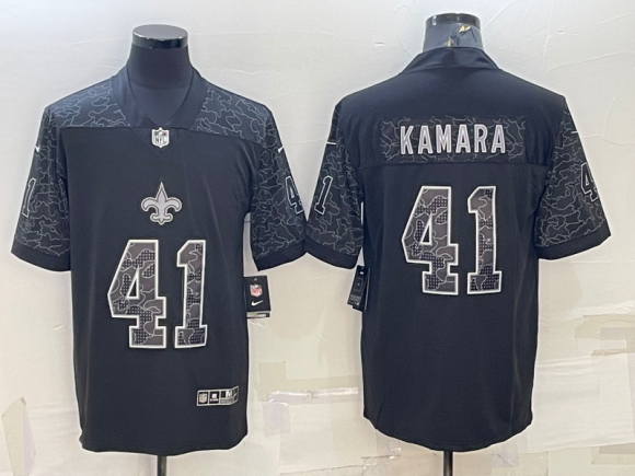 New Orleans Saints #41 Alvin Kamara Black Reflective Limited Stitched Football Jersey