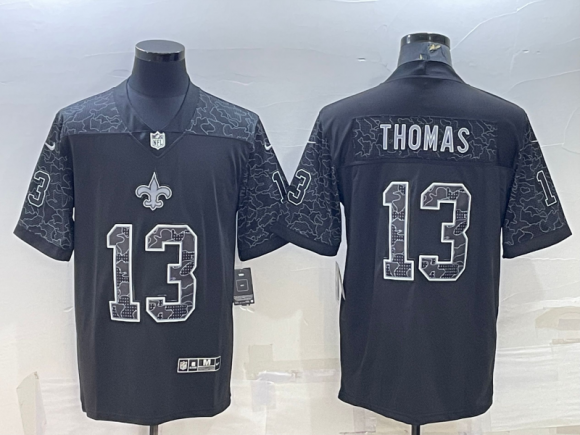 New Orleans Saints #13 Michael Thomas Black Reflective Limited Stitched Football Jersey