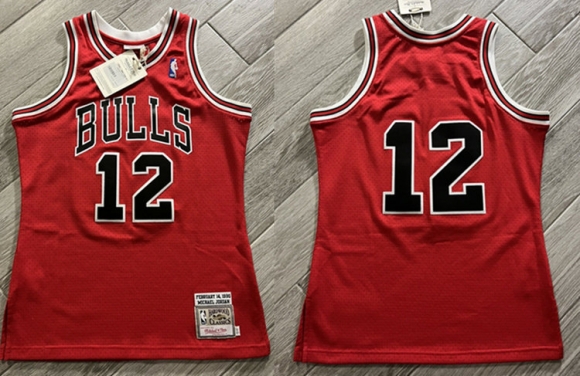 Chicago Bulls #12 Michael Jordan Red Mitchell & Ness 1990 Throwback Stitched