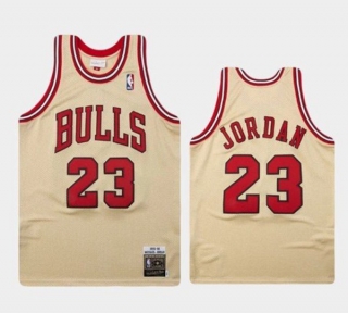 Chicago Bulls #23 Michael Jordan Gold Throwback Stitched Basketball Jersey