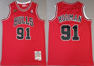 Chicago Bulls #91 Dennis Rodman Red NBA Finals 1997-98 Throwback Champions