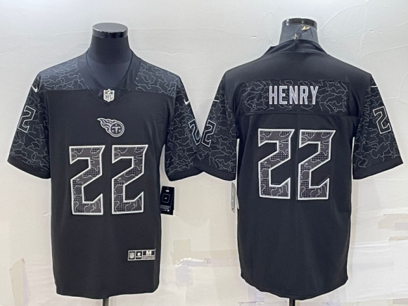 Tennessee Titans #22 Derrick Henry Black Reflective Limited Stitched Football Jersey