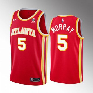 Atlanta Hawks #5 Dejounte Murray Red Stitched Jersey