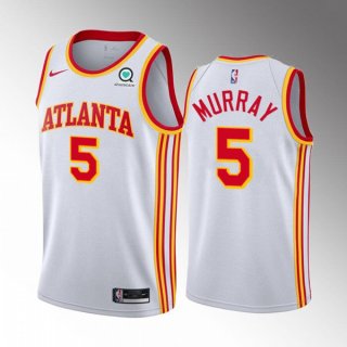 Atlanta Hawks #5 Dejounte Murray White Stitched Jersey