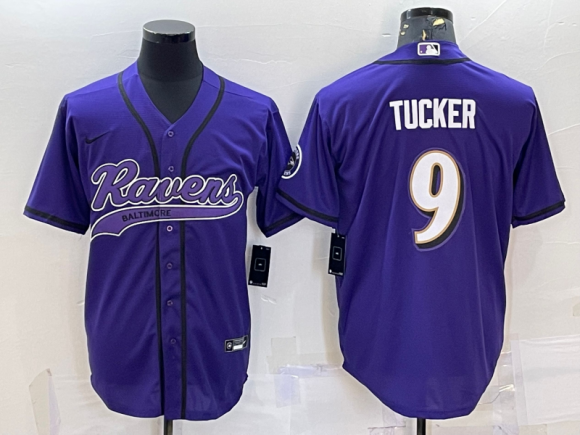 Baltimore Ravens #9 Justin Tucker Purple With Patch Cool Base Stitched Baseball