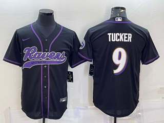 Baltimore Ravens #9 Justin Tucker Black With Patch Cool Base Stitched Baseball