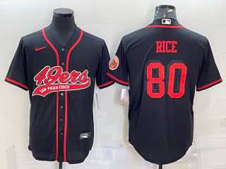 San Francisco 49ers #80 Jerry Rice Black With Patch Cool Base Stitched Baseball Jersey