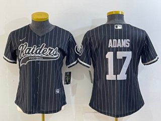 Youth Las Vegas Raiders #17 Davante Adams Black With Patch Cool Base Stitched Baseball