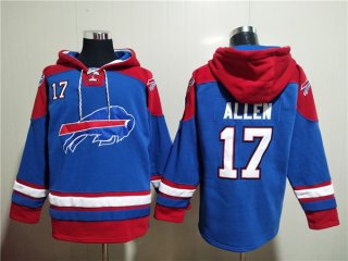 Buffalo Bills #17 Josh Allen Red Blue Ageless Must-Have Lace-Up Pullover Hoodie