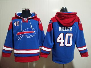 Buffalo Bills #40 Von Miller Red Blue Ageless Must-Have Lace-Up Pullover Hoodie