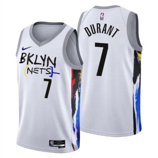 Brooklyn Nets #7 Kevin Durant 2022-23 White City Edition Stitched Basketball
