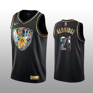 Brooklyn Nets #21 LaMarcus Aldridge 2021-22 Black Golden Edition 75th