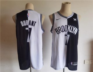 Brooklyn Nets #7 Kevin Durant BlackWhite Split Stitched Basketball Jersey