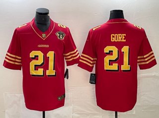 San Francisco 49ers #21 Frank Gore Red Gold With 75th Patch Vapor Untouchable Limited