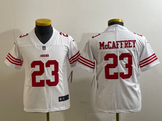 Youth San Francisco 49ers #23 Christian McCaffrey White 2023 F.U.S.E. Vapor Untouchable