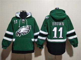 Philadelphia Eagles #11 A.J. Brown Green Ageless Must-Have Lace-Up Pullover Hoodie