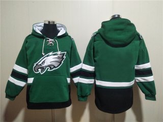 Philadelphia Eagles Blank Green Lace-Up Pullover Hoodie