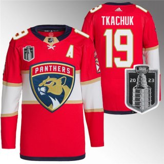 Men's Florida Panthers #19 Matthew Tkachuk Red 2023 Stanley Cup Final Stitched
