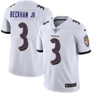 Men's Baltimore Ravens #3 Odell Beckham Jr. White Vapor Untouchable Football Jersey
