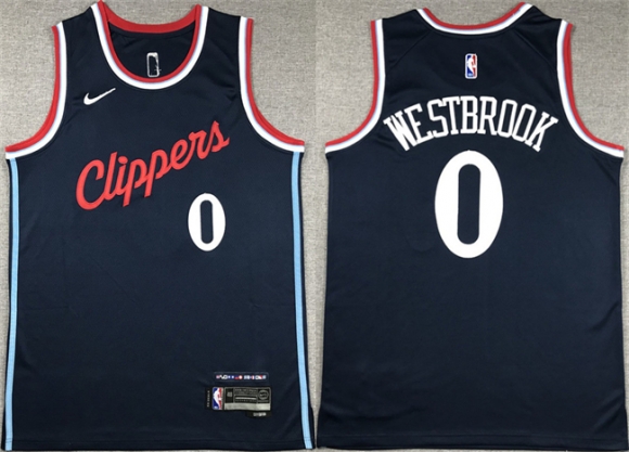 Los Angeles Clippers #0 Russell Westbrook Navy Stitched Jersey