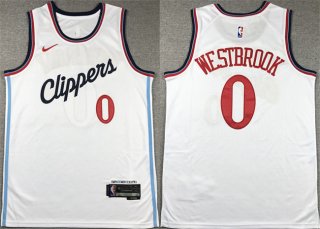 Los Angeles Clippers #0 Russell Westbrook White Stitched Jersey
