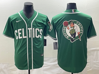 Boston Celtics Green Team Big Logo With Patch Stitched Baseball Jersey