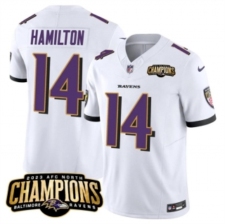 Baltimore Ravens #14 Kyle Hamilton White 2023 F.U.S.E. AFC North Champions Vapor
