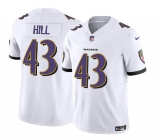 Baltimore Ravens #43 Justice Hill White 2023 F.U.S.E. Vapor Limited Football Jersey
