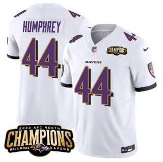 Baltimore Ravens #44 Marlon Humphrey White 2023 F.U.S.E. AFC North Champions