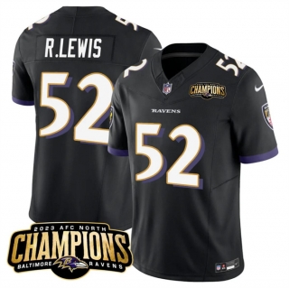 Baltimore Ravens #52 Ray Lewis Black 2023 F.U.S.E. AFC North Champions Vapor Limited